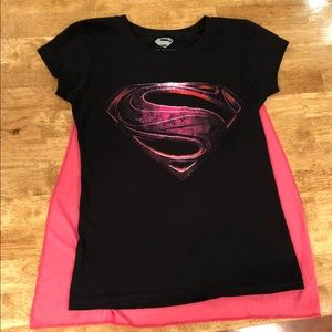 Man Of Steal Superman Pink Shirt With Cape Size M